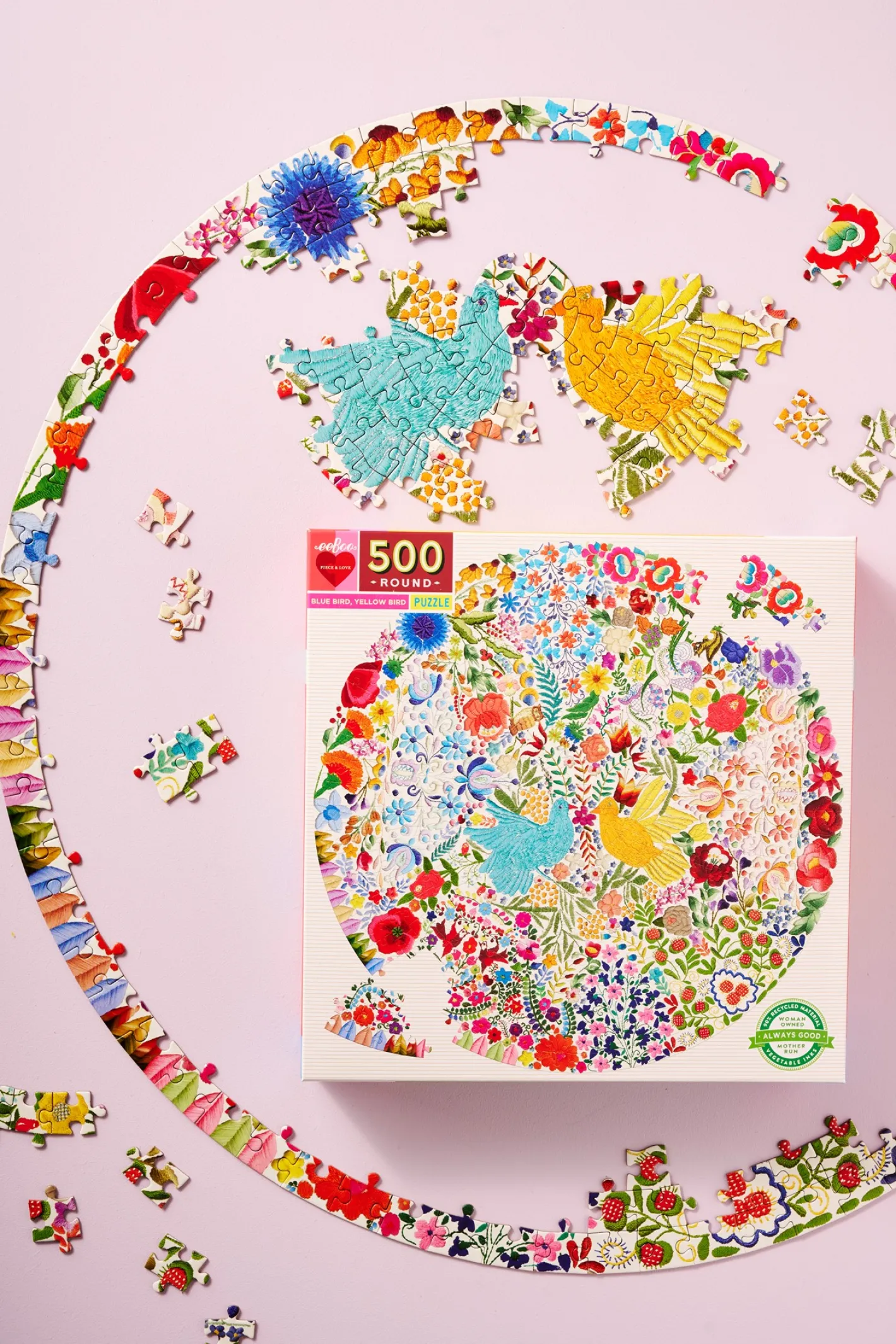 Søstrene Grene Blue Birds Yellow Birds-puslespil 500 Brikker