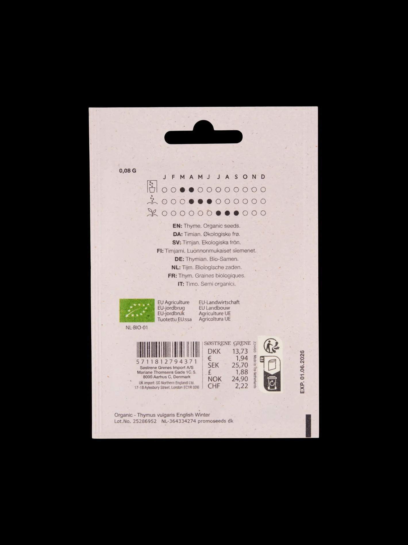 Søstrene Grene Økologiske Timianfrø